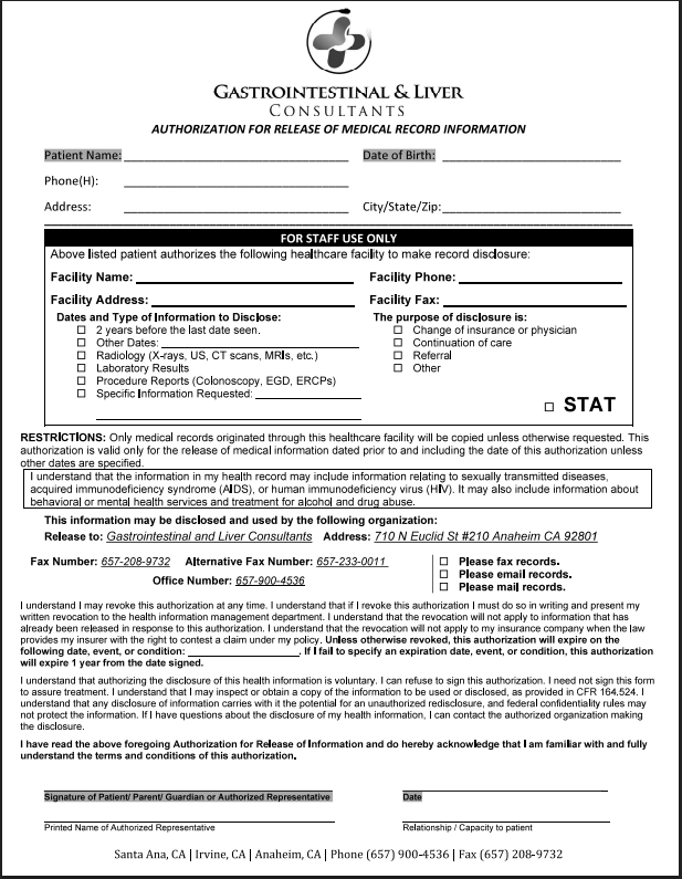 Medical Release Form